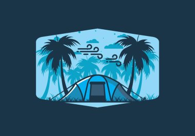 Hindistan cevizi ağaçlarının altında çadırda kalın.