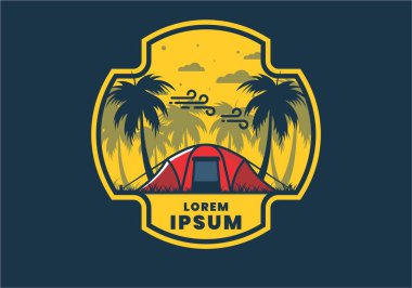 Hindistan cevizi ağaçlarının altında çadırda kalın.