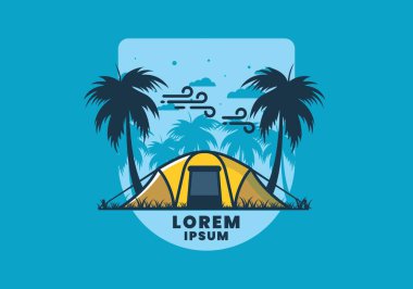 Hindistan cevizi ağaçlarının altında çadırda kalın.