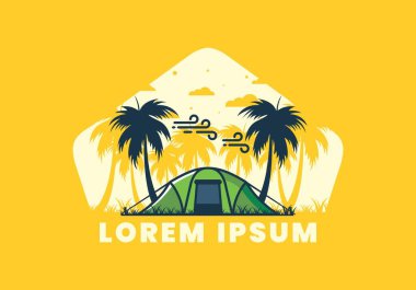 Hindistan cevizi ağaçlarının altında çadırda kalın.