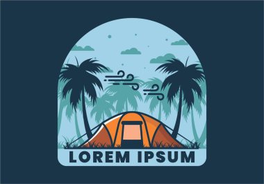 Hindistan cevizi ağaçlarının altında çadırda kalın.