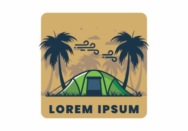 Hindistan cevizi ağaçlarının altında çadırda kalın.