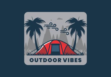 Hindistan cevizi ağaçlarının altında çadırda kalın.