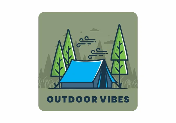 Grote Camping Tent Pijnbomen Illustratie Ontwerp — Stockvector