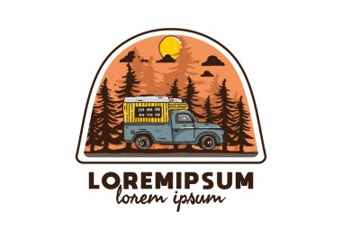 Orman illüstrasyon tasarımında ahşap kamp aracı