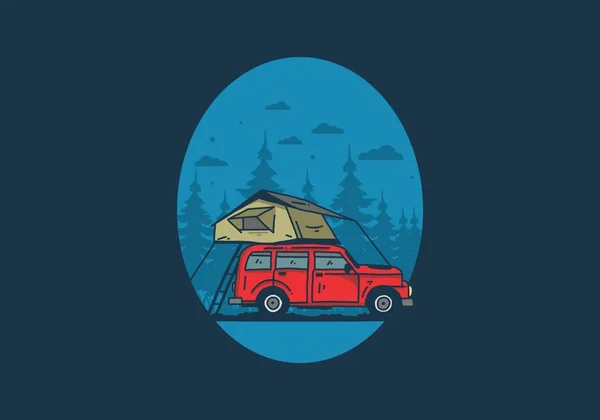 Camping Sur Toit Voiture Illustration Design — Image vectorielle