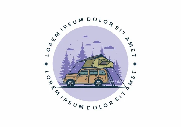 Camping Dachu Projektu Ilustracji Samochodu — Wektor stockowy