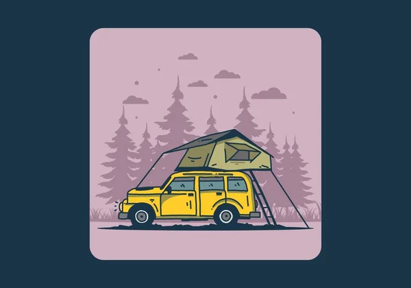 Camping Roof Car Illustration Design — Stock Vector