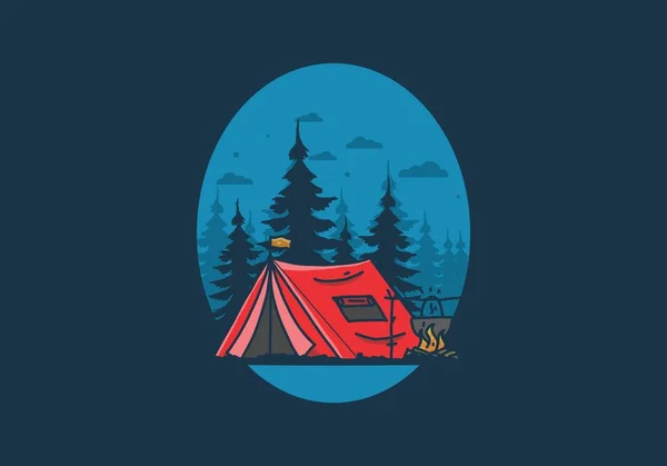 Camping Cooking Nature Illustration Design — 스톡 벡터