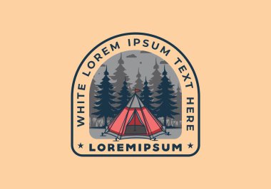 Koni çadırı ve çam ağacı çizimi tasarımı