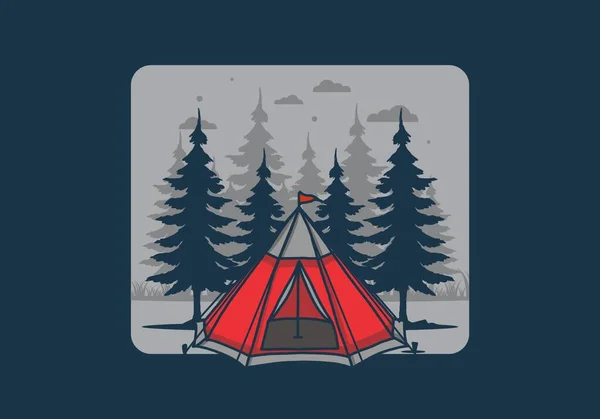 Cone Tent Pine Trees Illustration Design — Vector de stock