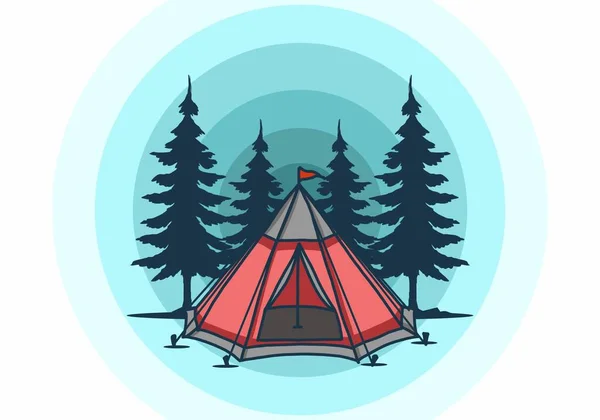 Cone Tent Pine Trees Illustration Design —  Vetores de Stock