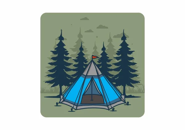 Cone Tent Pine Trees Illustration Design — Vector de stock