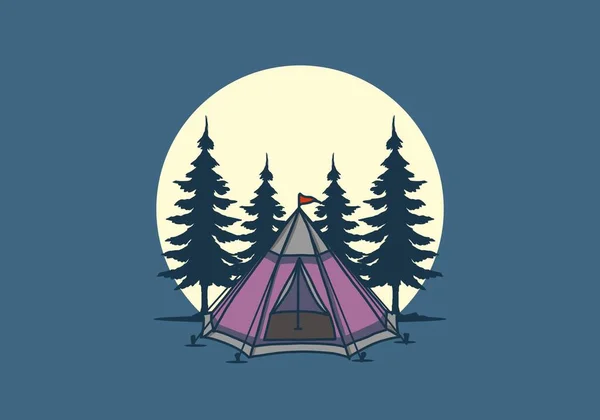 Cone Tent Pine Trees Illustration Design — Vector de stock