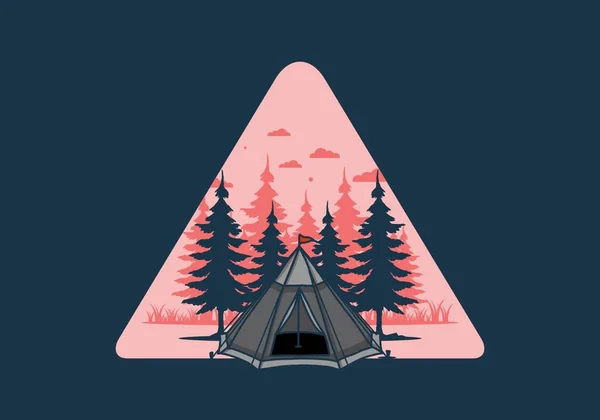 Cone Tent Pine Trees Illustration Design — 스톡 벡터