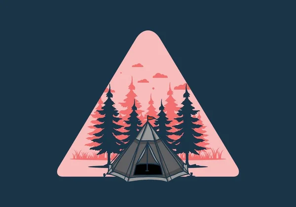 Cone Tent Pine Trees Illustration Design — Stockvektor