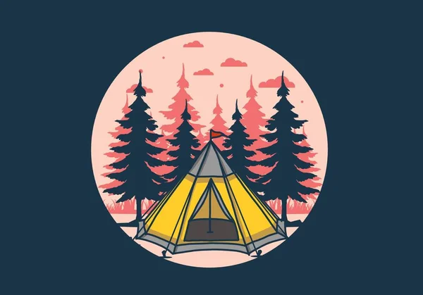 Cone Tent Pine Trees Illustration Design — стоковый вектор