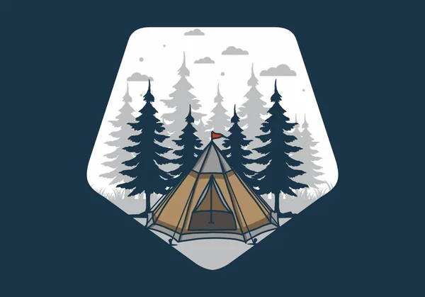 Cone Tent Pine Trees Illustration Design — Vector de stock