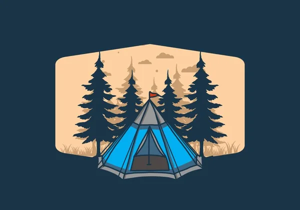 Cone Tent Pine Trees Illustration Design — Vector de stock