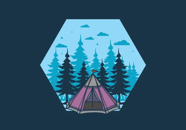 Cone Tent Pine Trees Illustration Design — Stockvektor