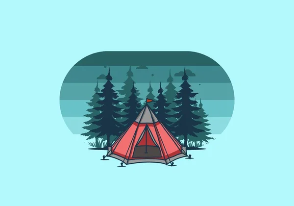 Cone Tent Pine Trees Illustration Design — стоковый вектор