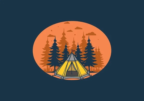 Cone Tent Pine Trees Illustration Design — 스톡 벡터