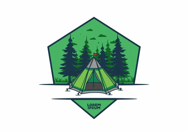 Cone Tent Pine Trees Illustration Design — ストックベクタ