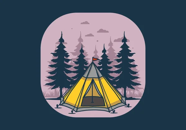 Cone Tent Pine Trees Illustration Design — 스톡 벡터
