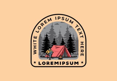 Çadır illüstrasyon tasarımının önünde rahatla