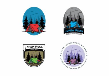 Relax in front of the tent illustration design