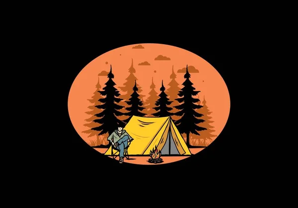 Relax Front Tent Illustration Design — Stockvektor