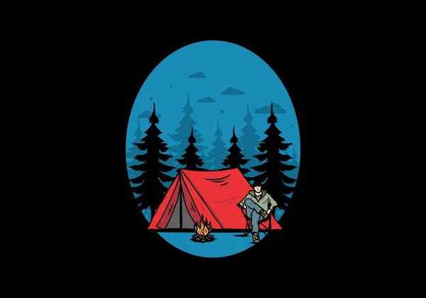 Relax Front Tent Illustration Design — Vector de stock