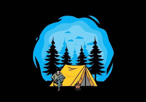 Relax Front Tent Illustration Design — Stockvektor