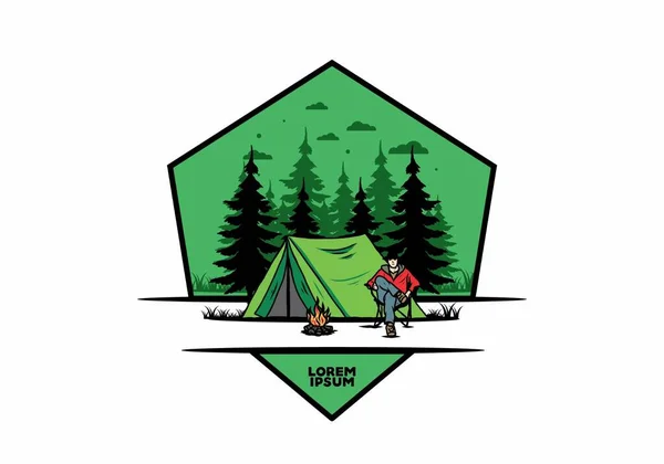 Relax Front Tent Illustration Design — Vetor de Stock