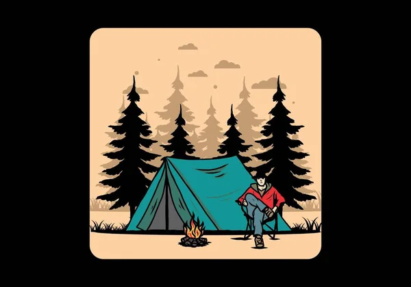 Relax Front Tent Illustration Design — Image vectorielle