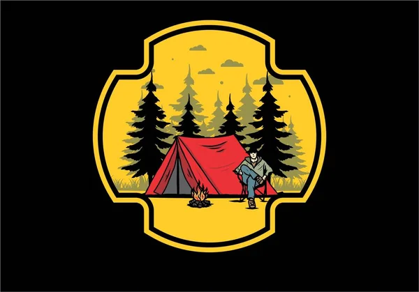 Relax Front Tent Illustration Design — Stok Vektör