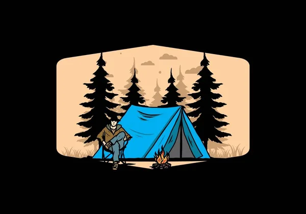 Relax Front Tent Illustration Design — 스톡 벡터
