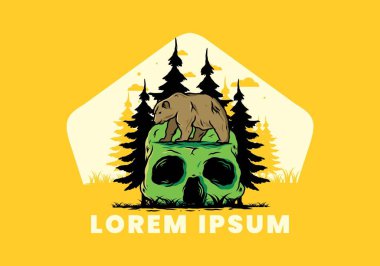 Kafatasının üstünde yürüyen koca bir ayı tasarımı