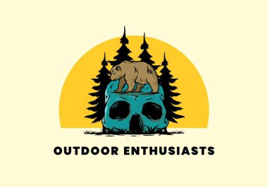 Kafatasının üstünde yürüyen koca bir ayı tasarımı