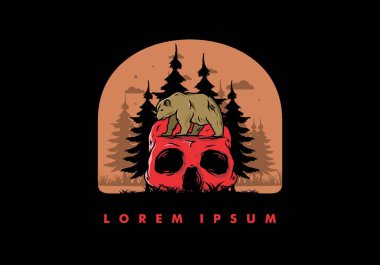 Kafatasının üstünde yürüyen koca bir ayı tasarımı