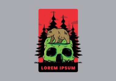 Kafatasının üstünde yürüyen koca bir ayı tasarımı