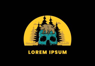 Kafatasının üstünde yürüyen koca bir ayı tasarımı