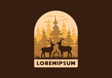 Birkaç geyik ve ateş tasarımı