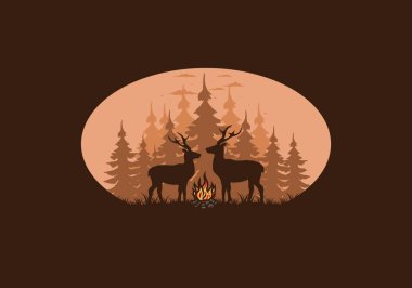 Birkaç geyik ve ateş tasarımı