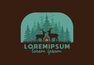 Birkaç geyik ve ateş tasarımı