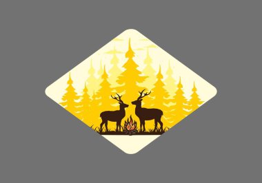 Birkaç geyik ve ateş tasarımı