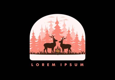 Birkaç geyik ve ateş tasarımı