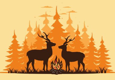 Birkaç geyik ve ateş tasarımı