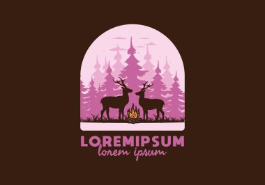 Birkaç geyik ve ateş tasarımı