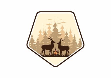 Birkaç geyik ve ateş tasarımı